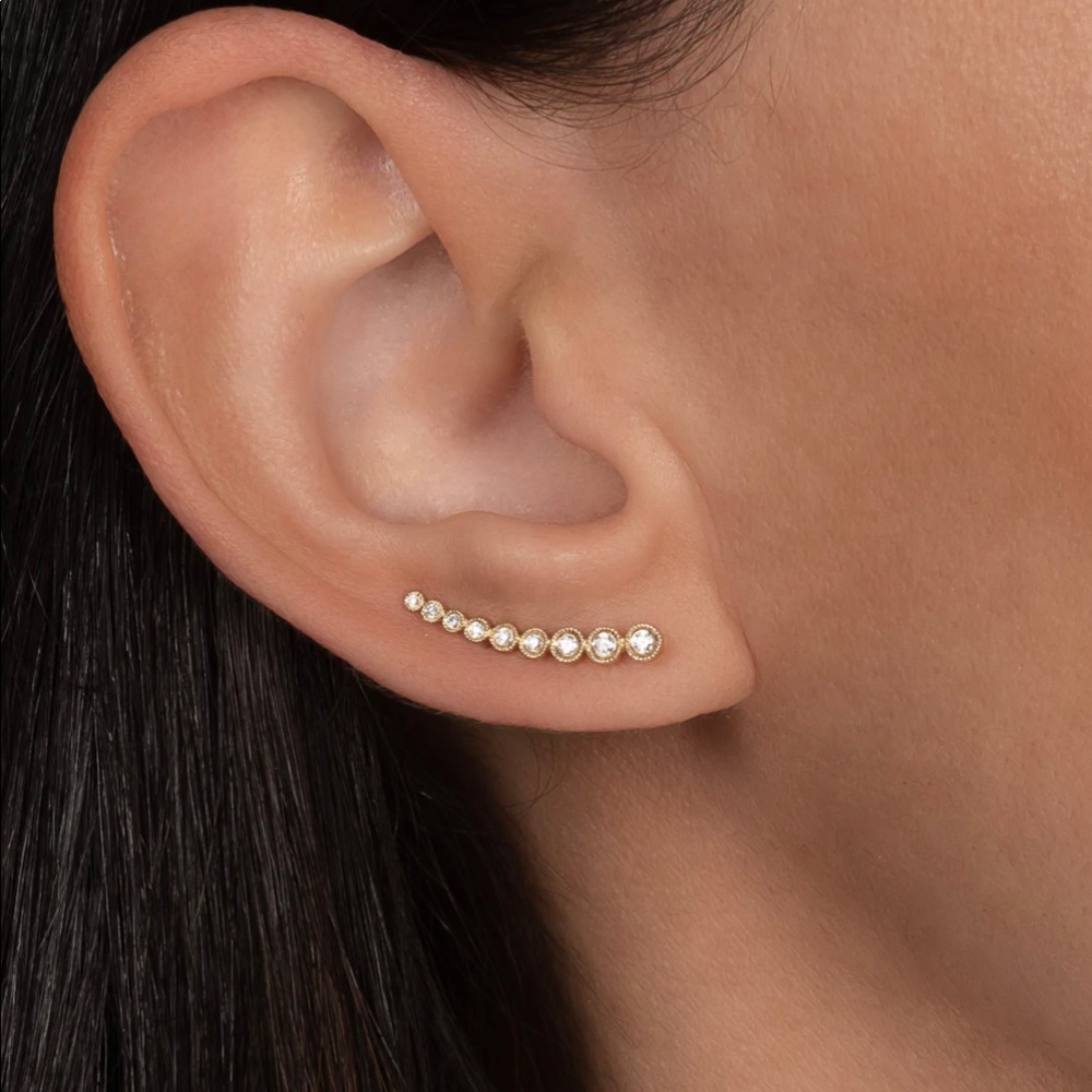 Zoe Lev Diamond Bezel Earring Climber (pair)